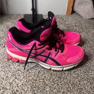 ASICS Women's Hot Pink Athletic Running Shoes with Black Trim